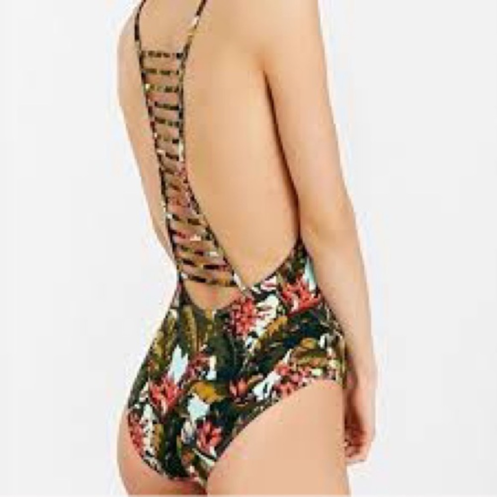Out From Under Urban Outfitters tropical print ladder back 1 pc. swimsuit, small